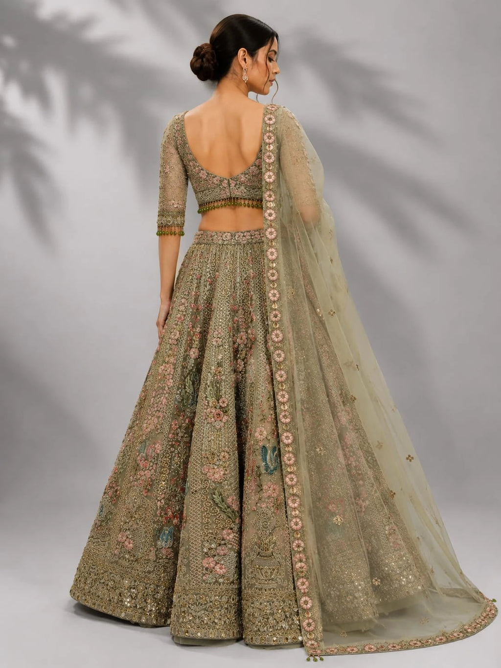 pista color lehenga