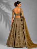 embroidered mustard lehenga
