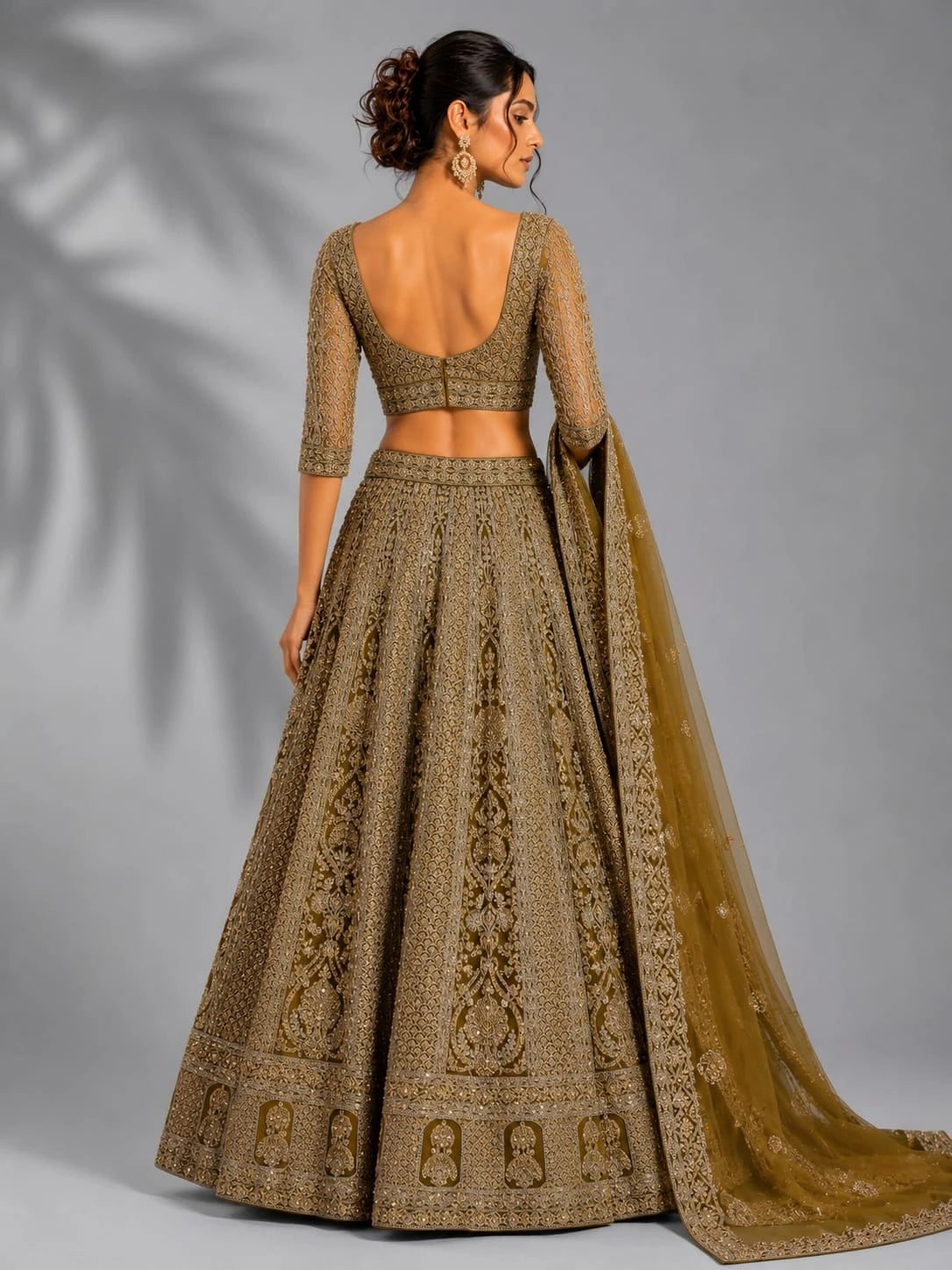 embroidered mustard lehenga