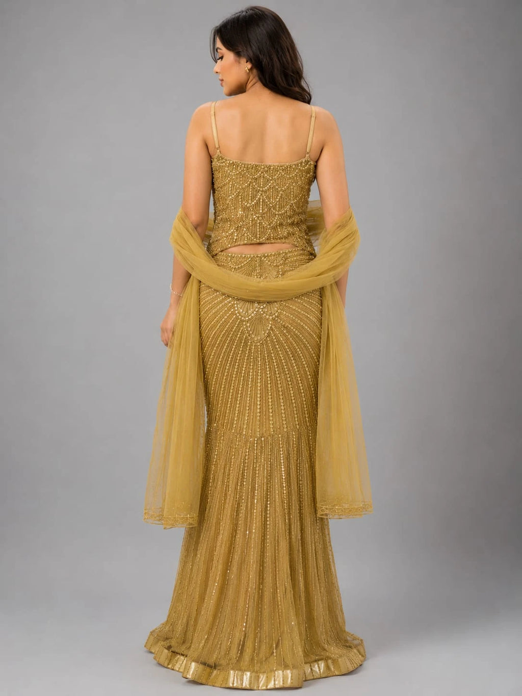 golden wedding lehenga