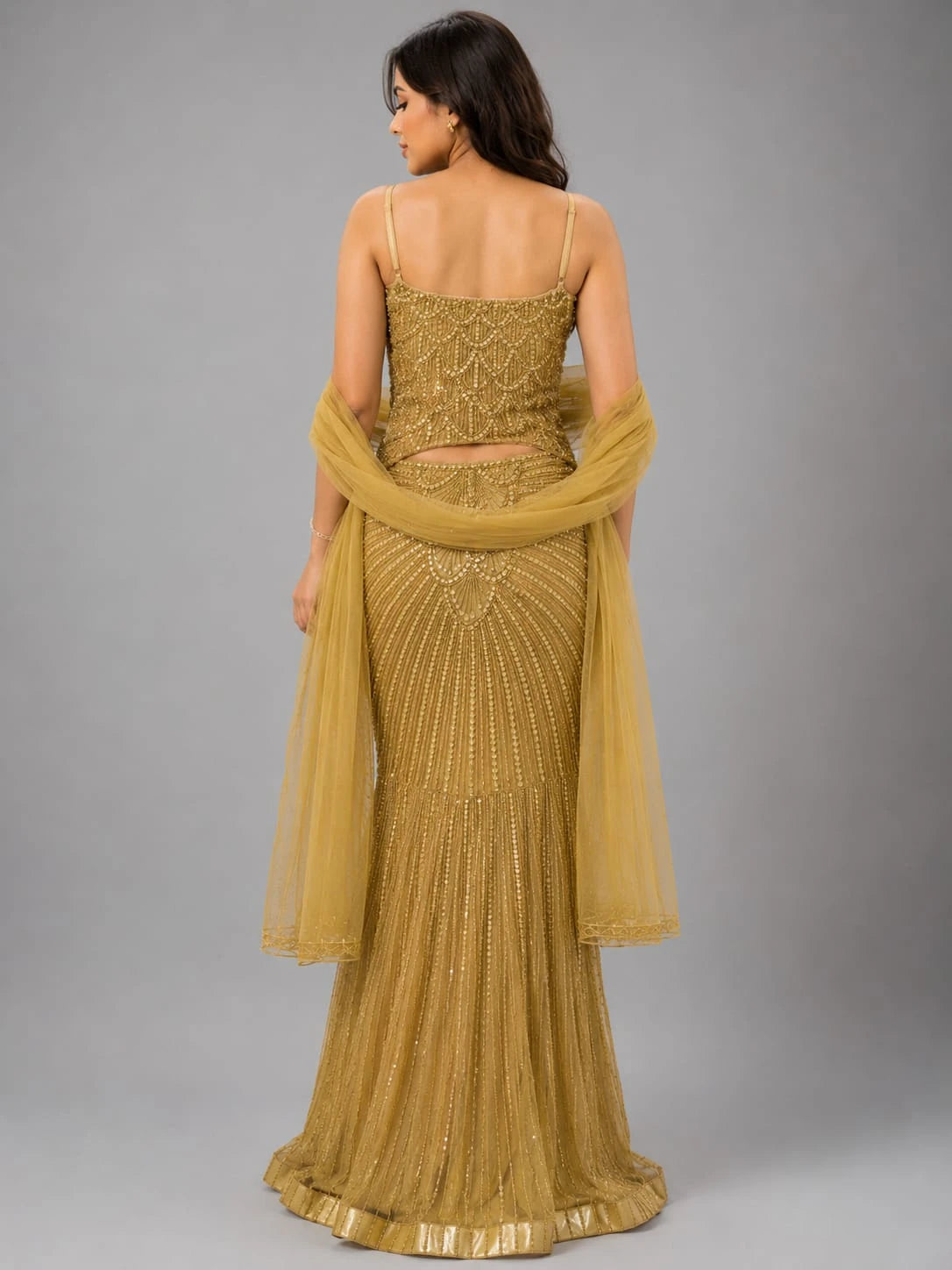 golden wedding lehenga