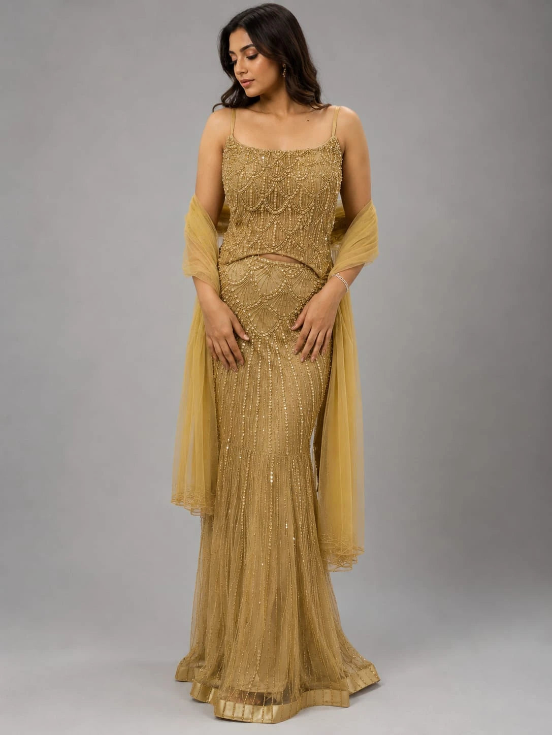 golden wedding lehenga