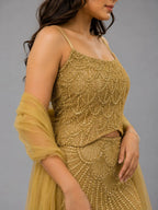 golden wedding lehenga