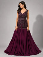 wine one piece gown