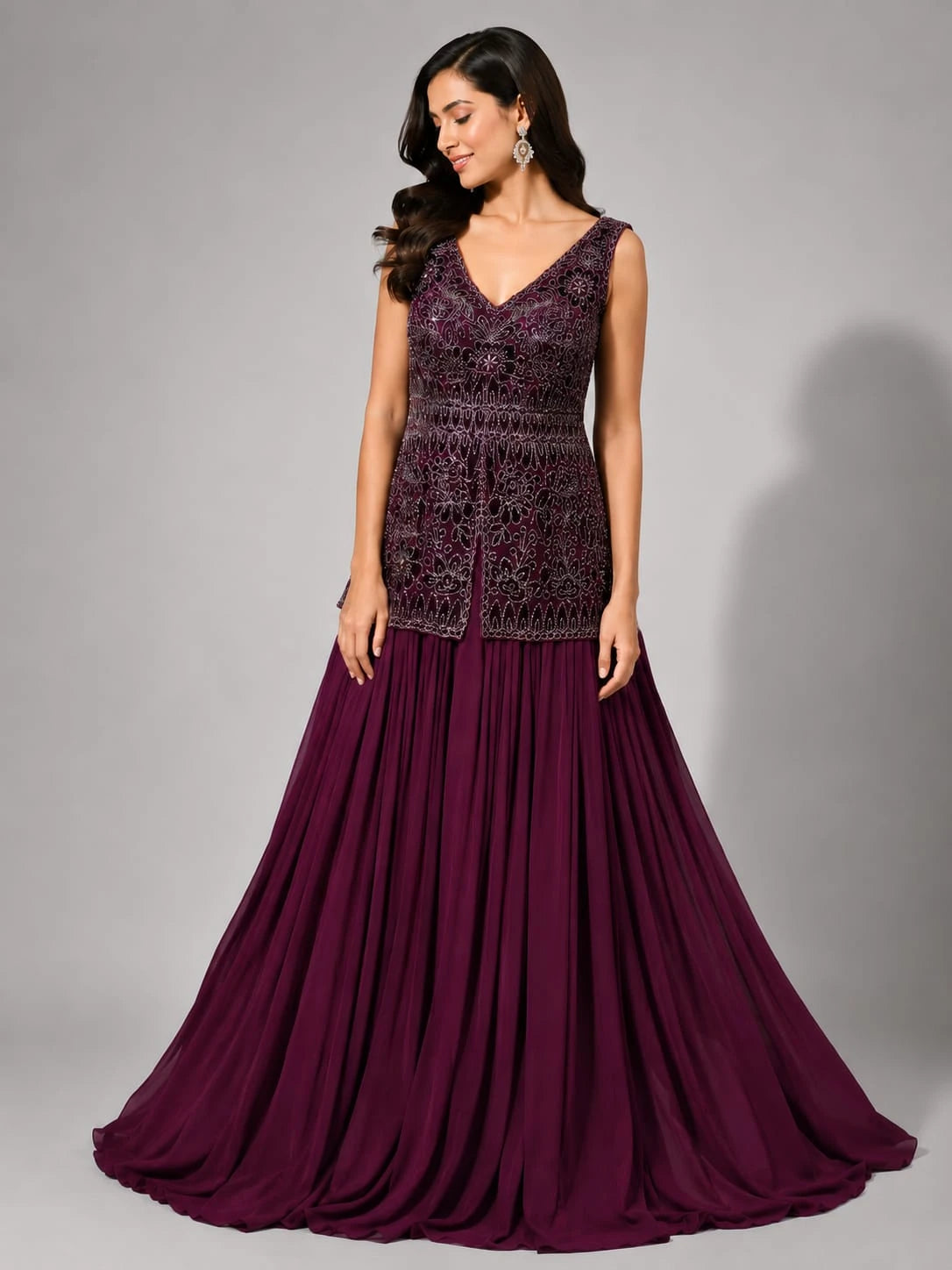 wine one piece gown