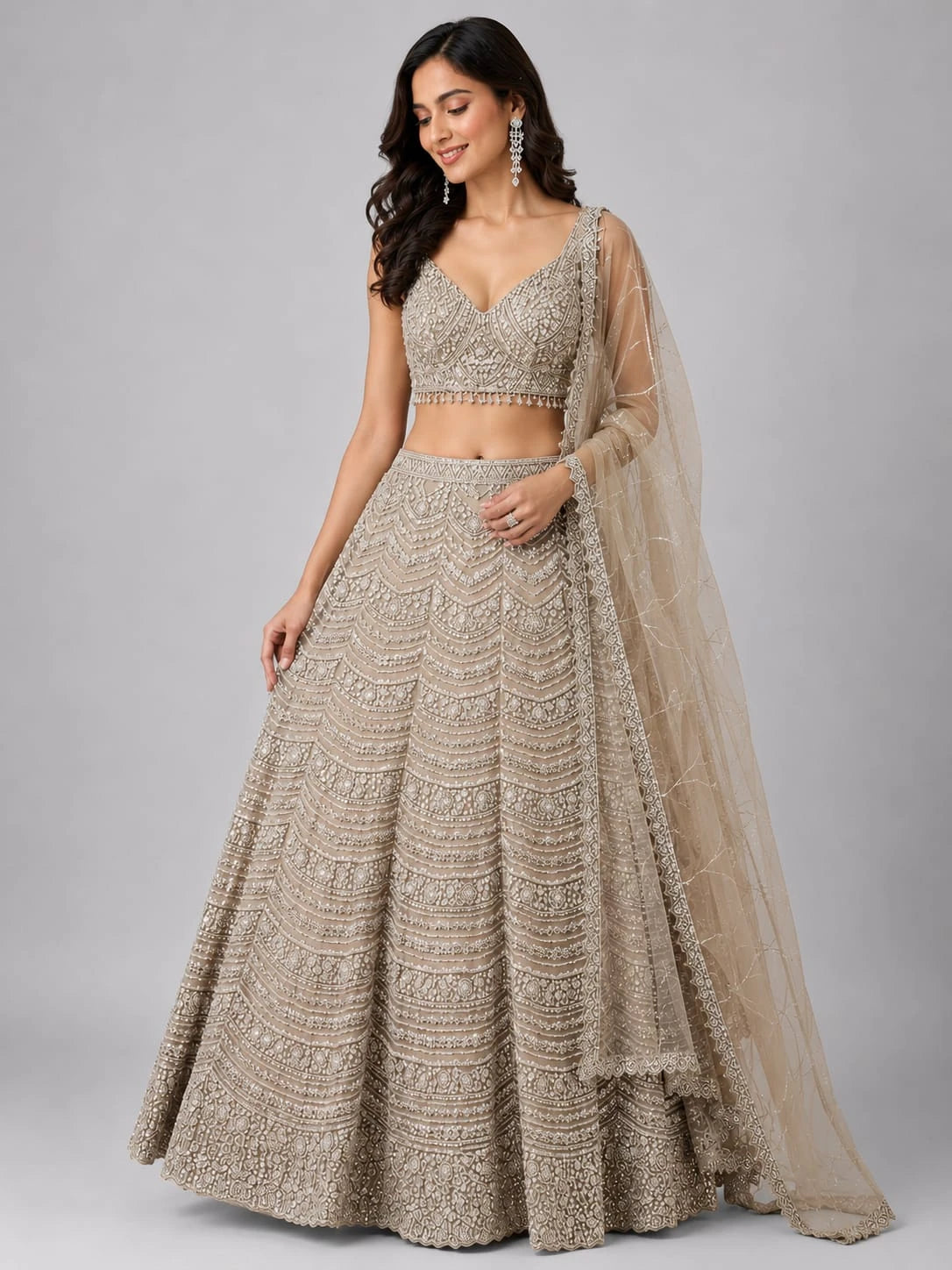 Mouse Grey Lehenga