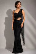 black party wear saree