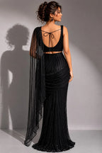 black party wear saree