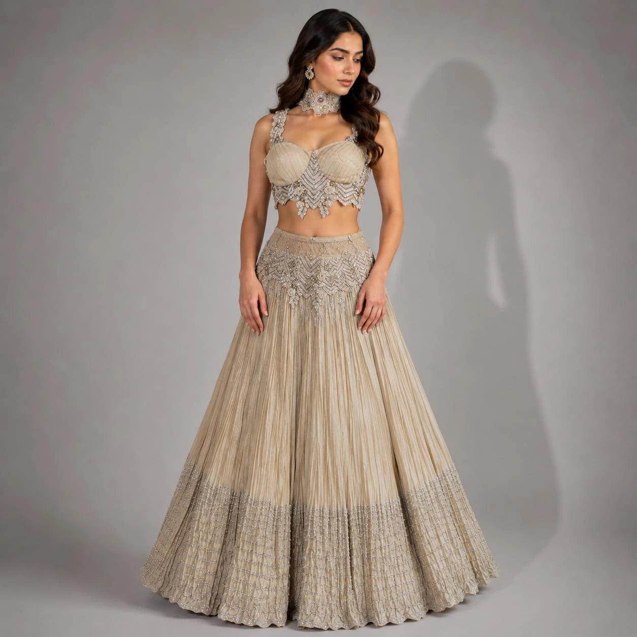 designer gold lehenga