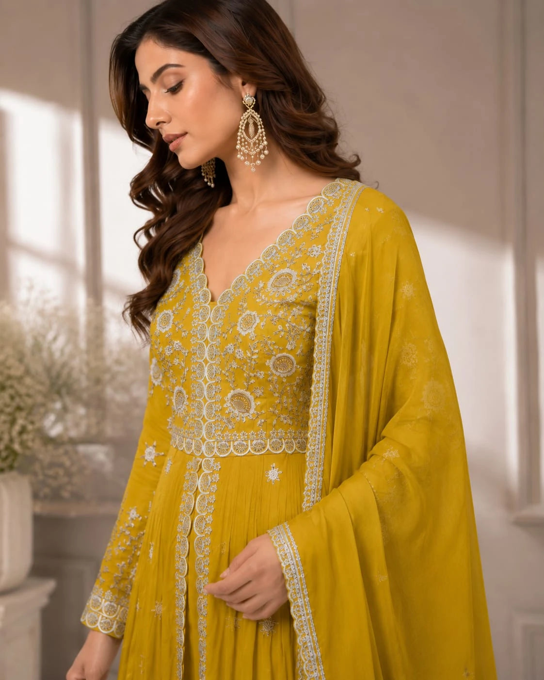 Yellow Anarkali suit