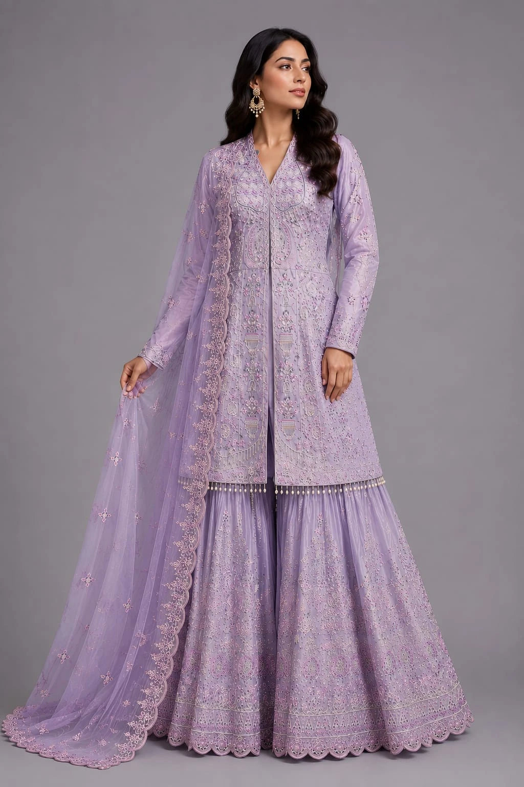 purple Sharara suit for women
