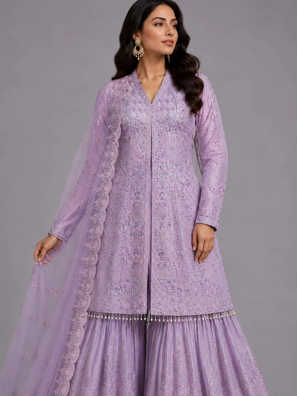 purple Sharara suit for women