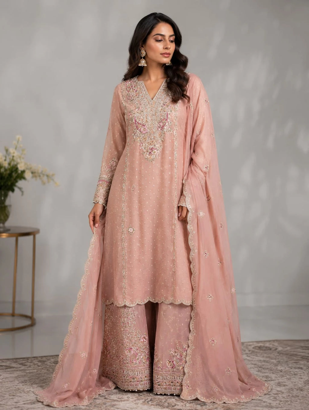 Designer pink suit