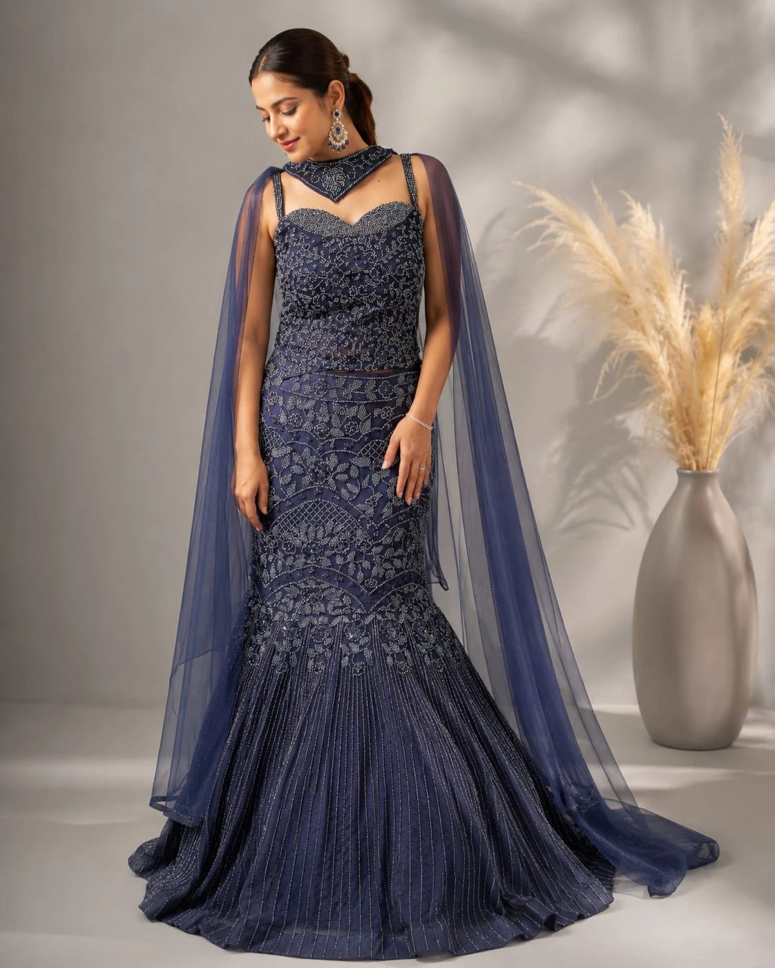 blue Mermaid cut lehenga