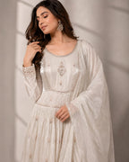 Cream embroidered Anarkali set