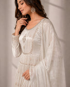 Cream embroidered Anarkali set