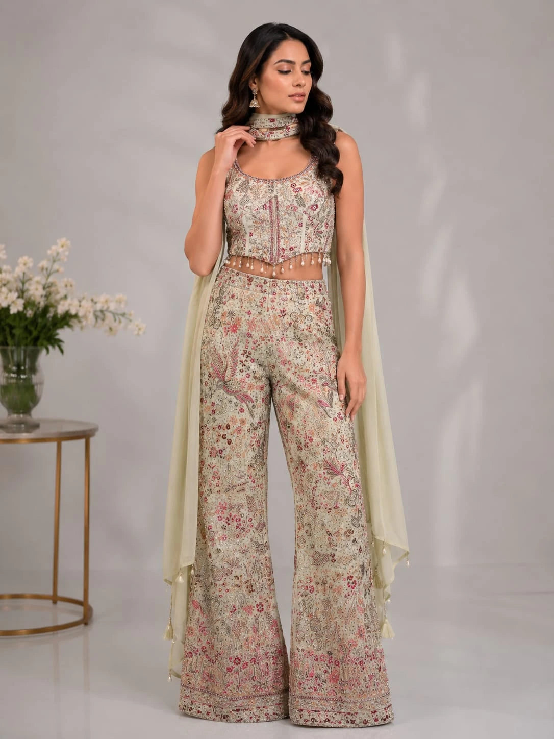Cream ethnic wear