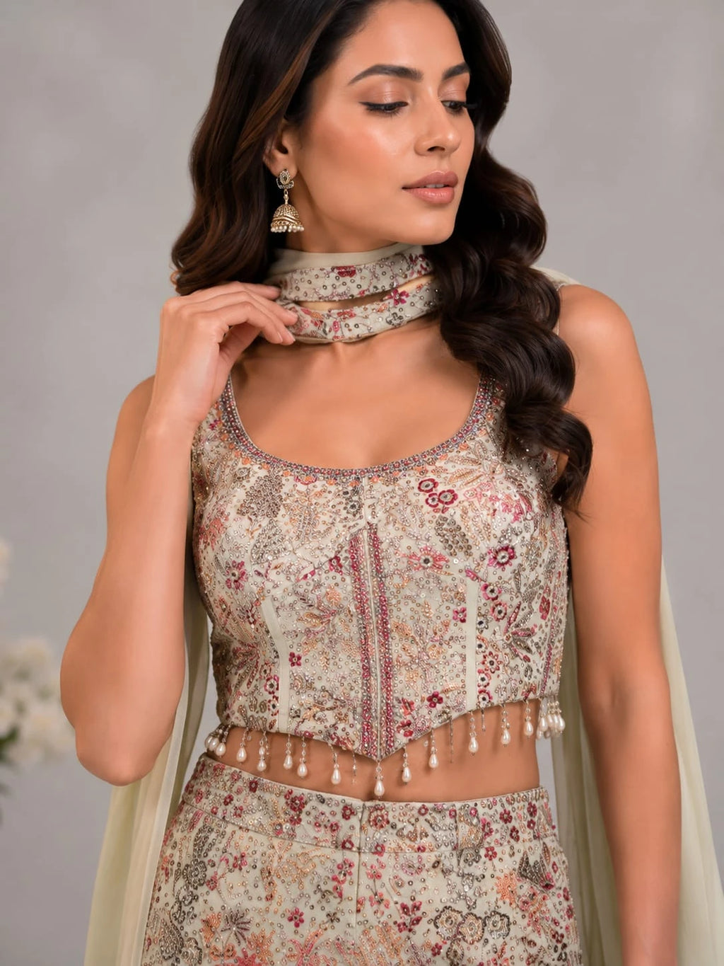 Cream ethnic wear