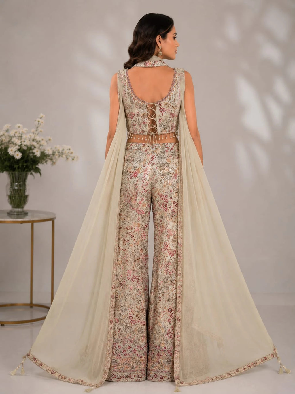 Cream ethnic wear