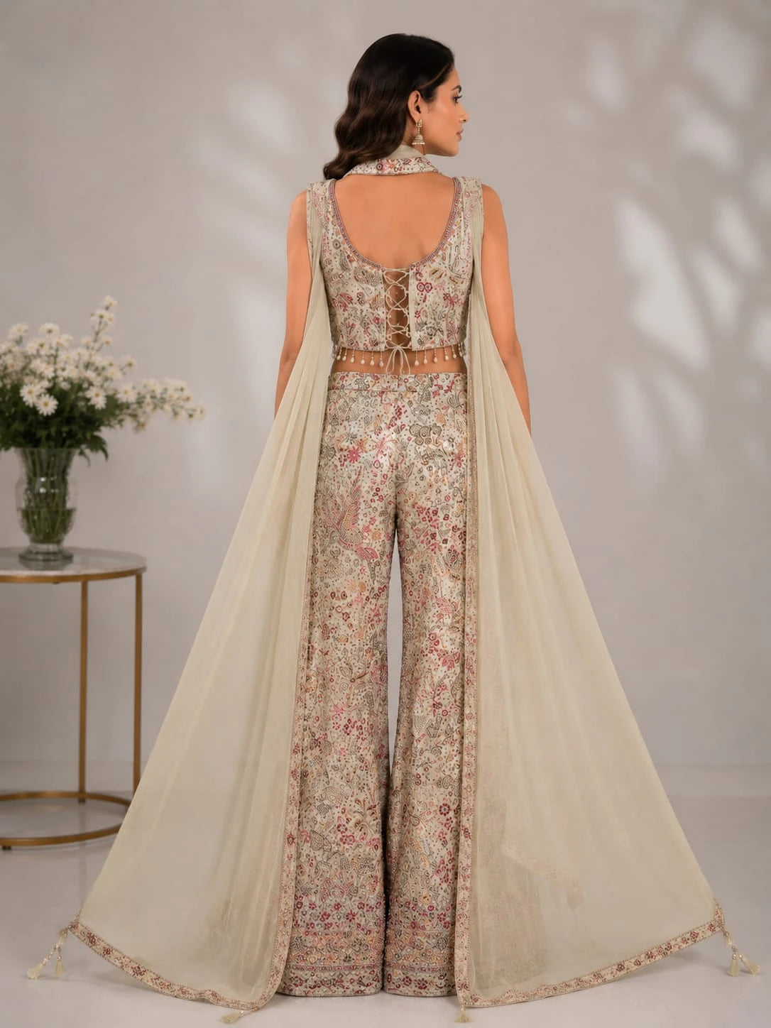 Cream ethnic wear