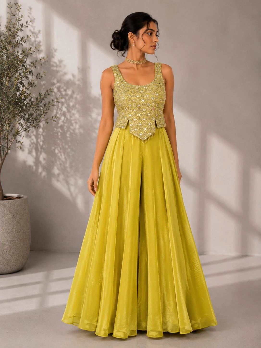 yellow sharara set