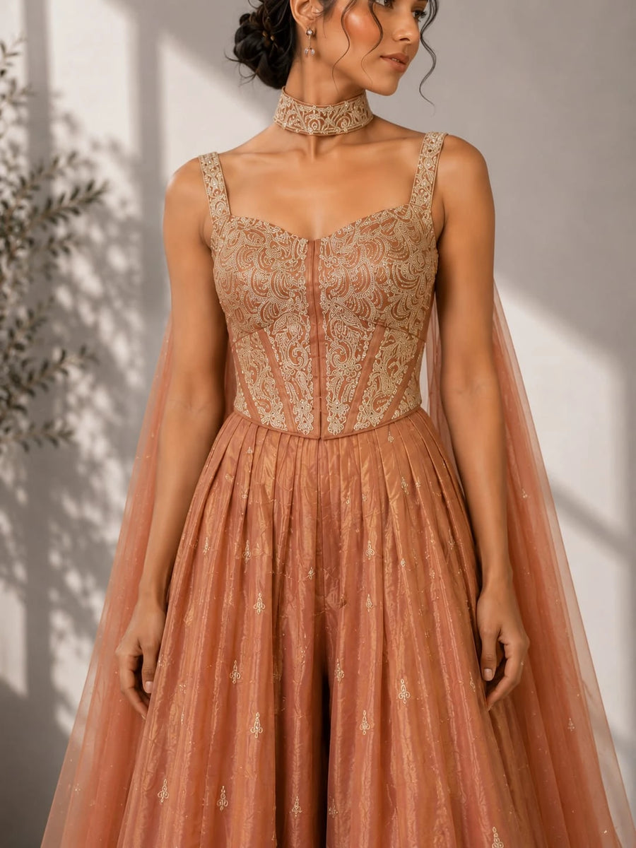 rust wedding guest outfit