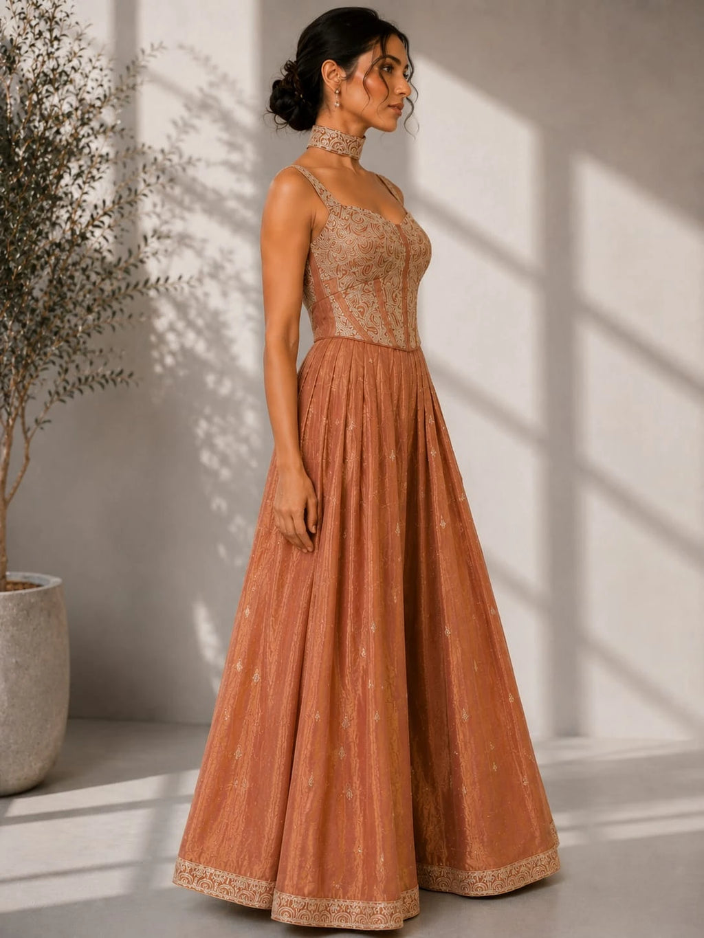 rust wedding guest outfit