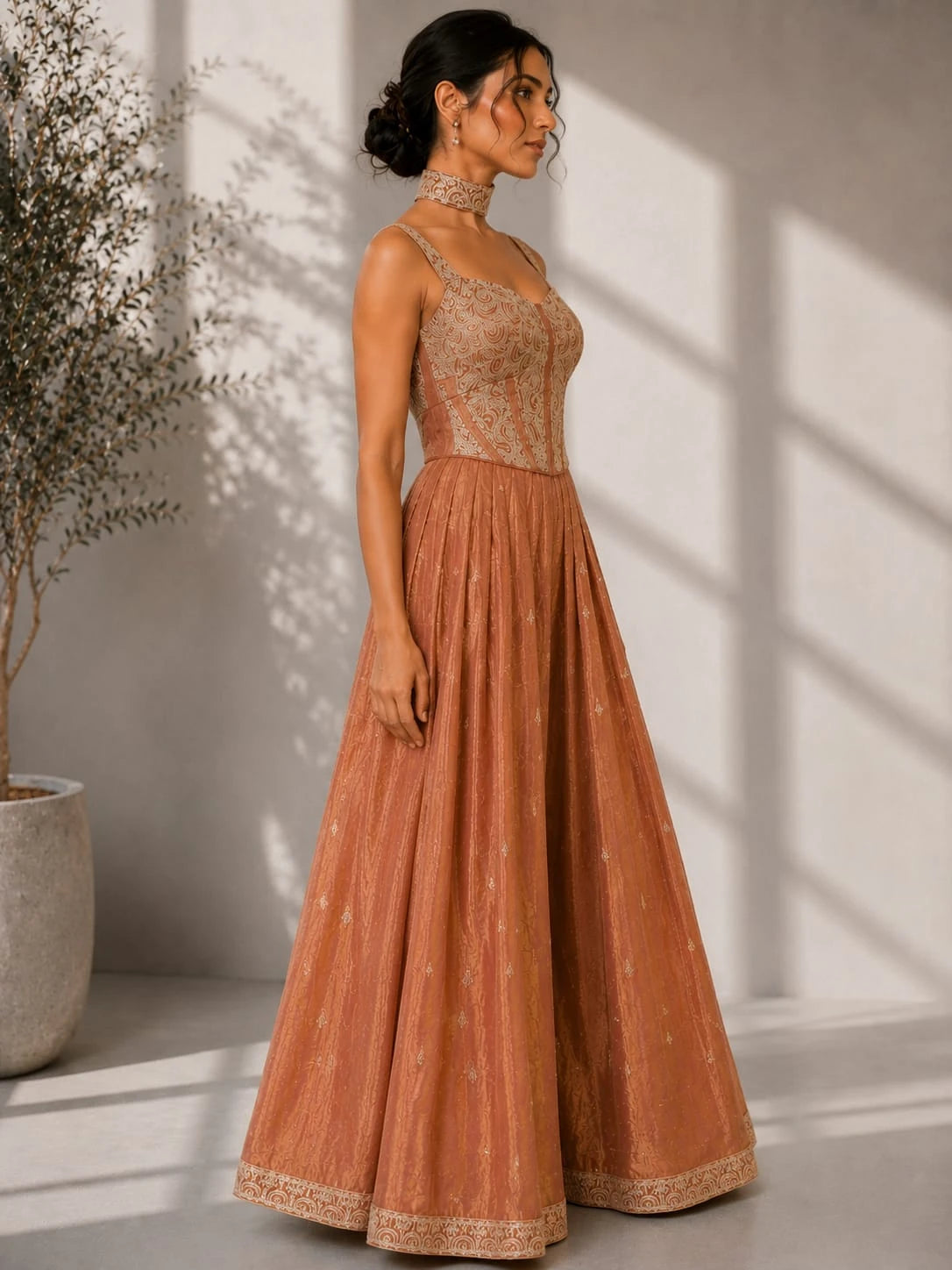 rust wedding guest outfit