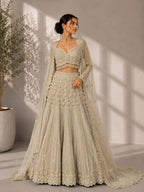 designer cream lehenga
