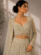 designer cream lehenga