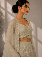 designer cream lehenga