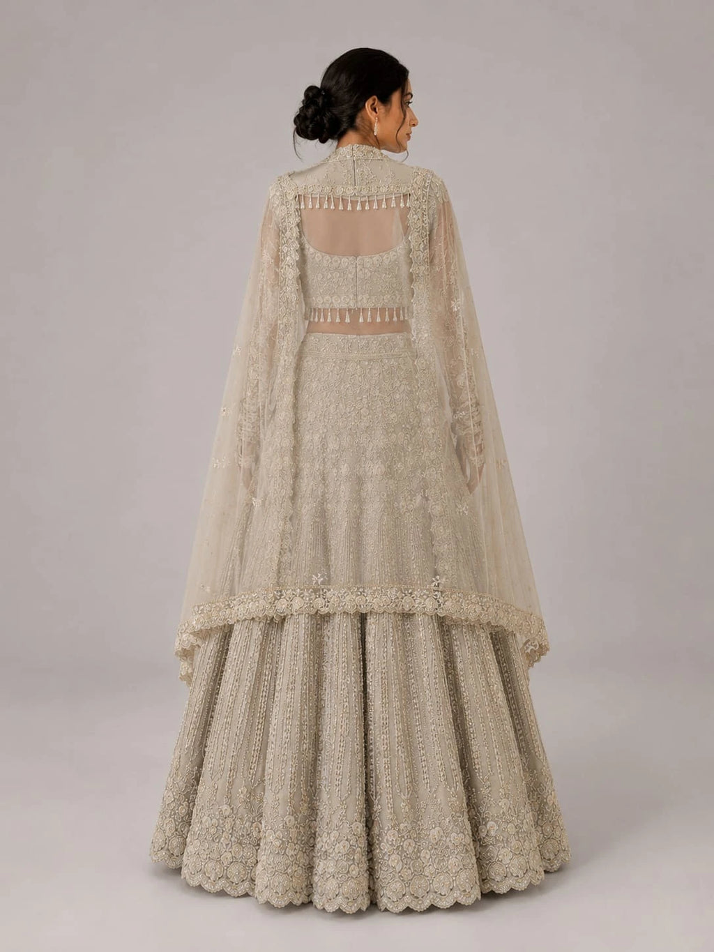 designer cream lehenga