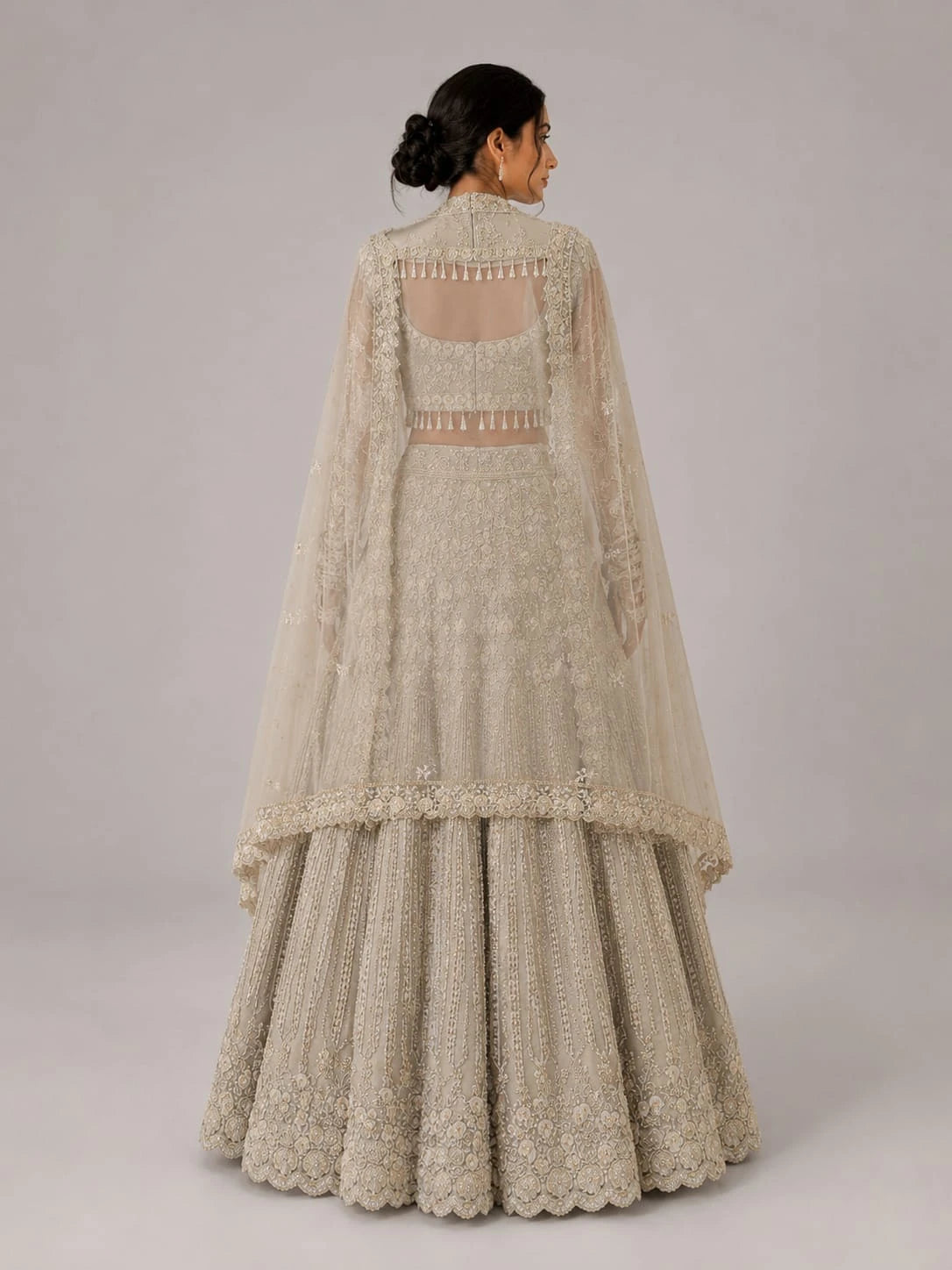 designer cream lehenga