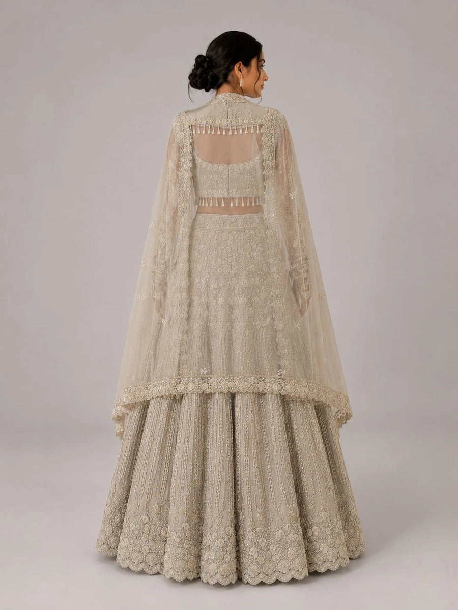 designer cream lehenga