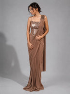 brown drape saree