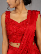 red ready to wear saree