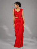 red ready to wear saree