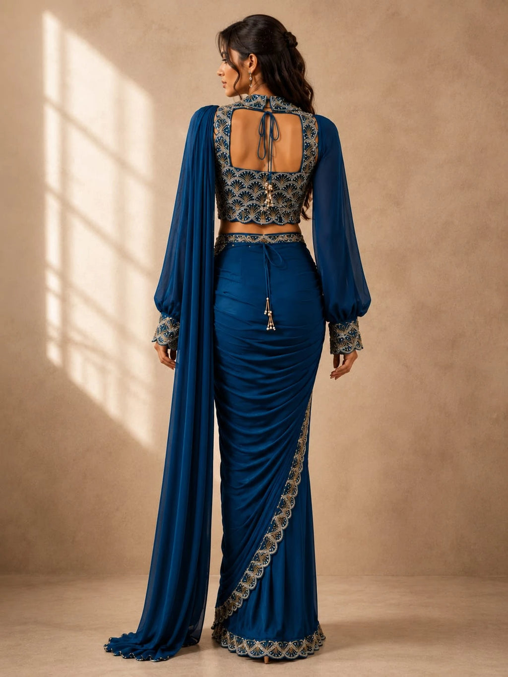 party wear blue saree