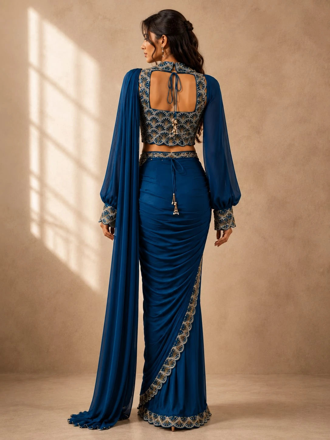 party wear blue saree