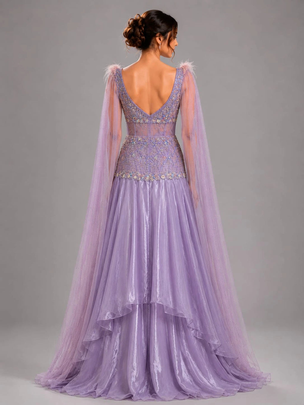 lavender cape gown