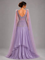 lavender cape gown