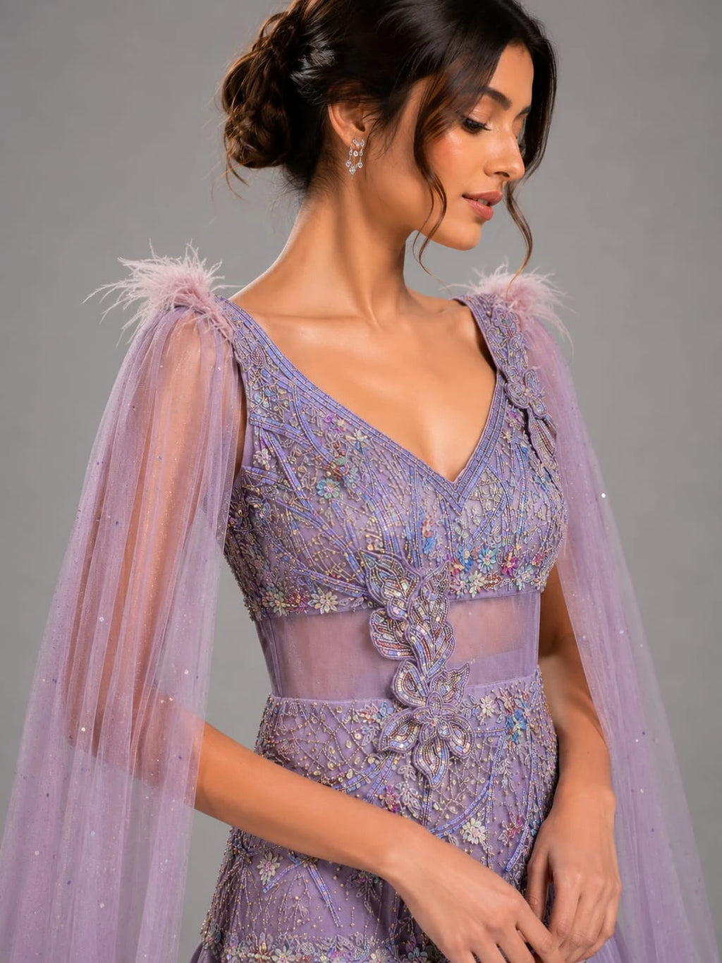 lavender cape gown