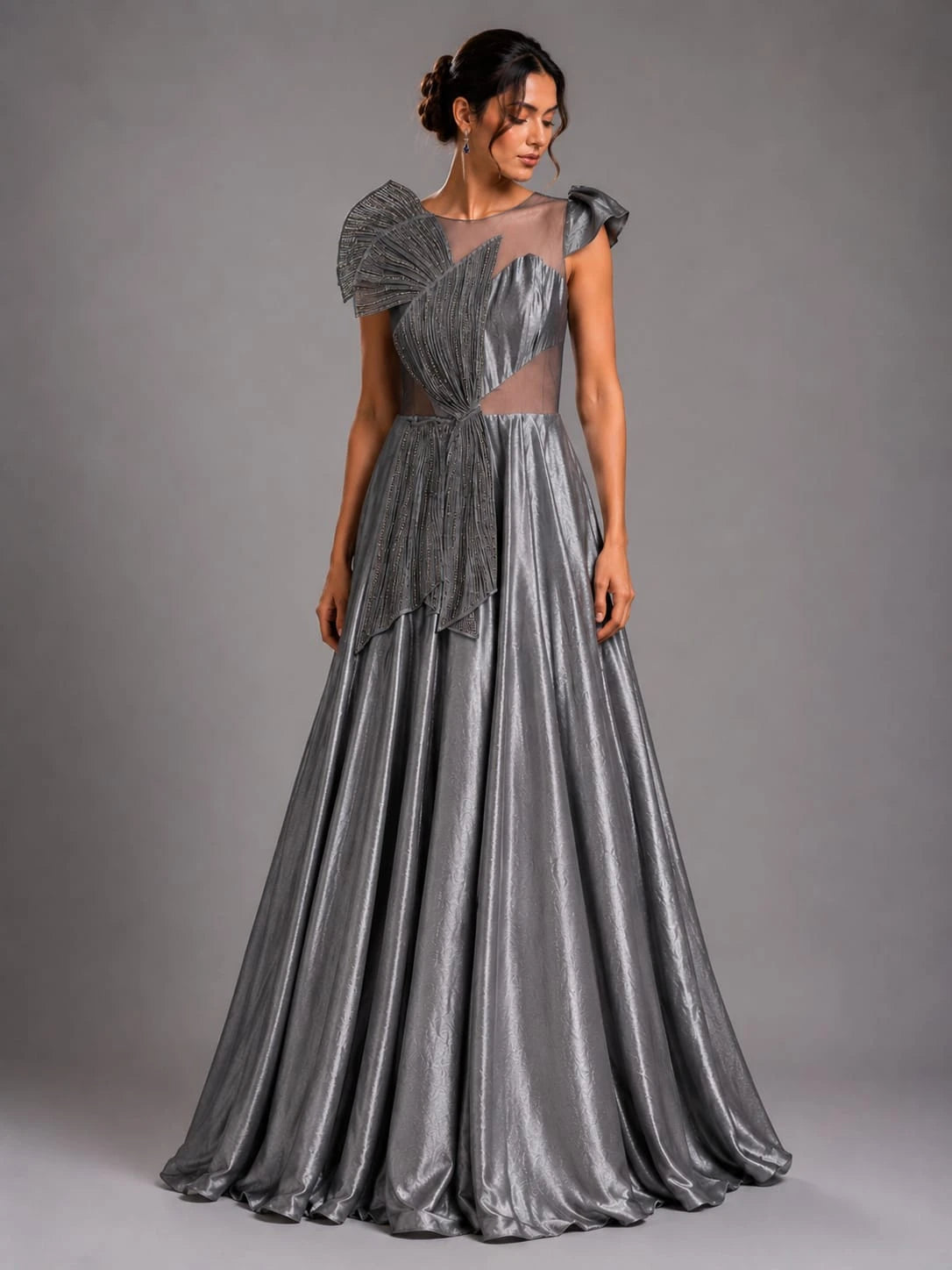 silver grey gown