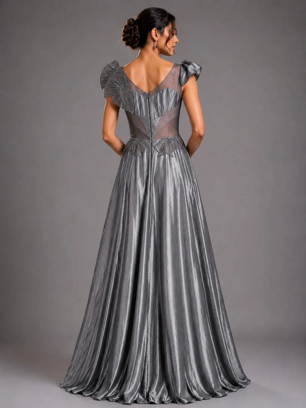 silver grey gown
