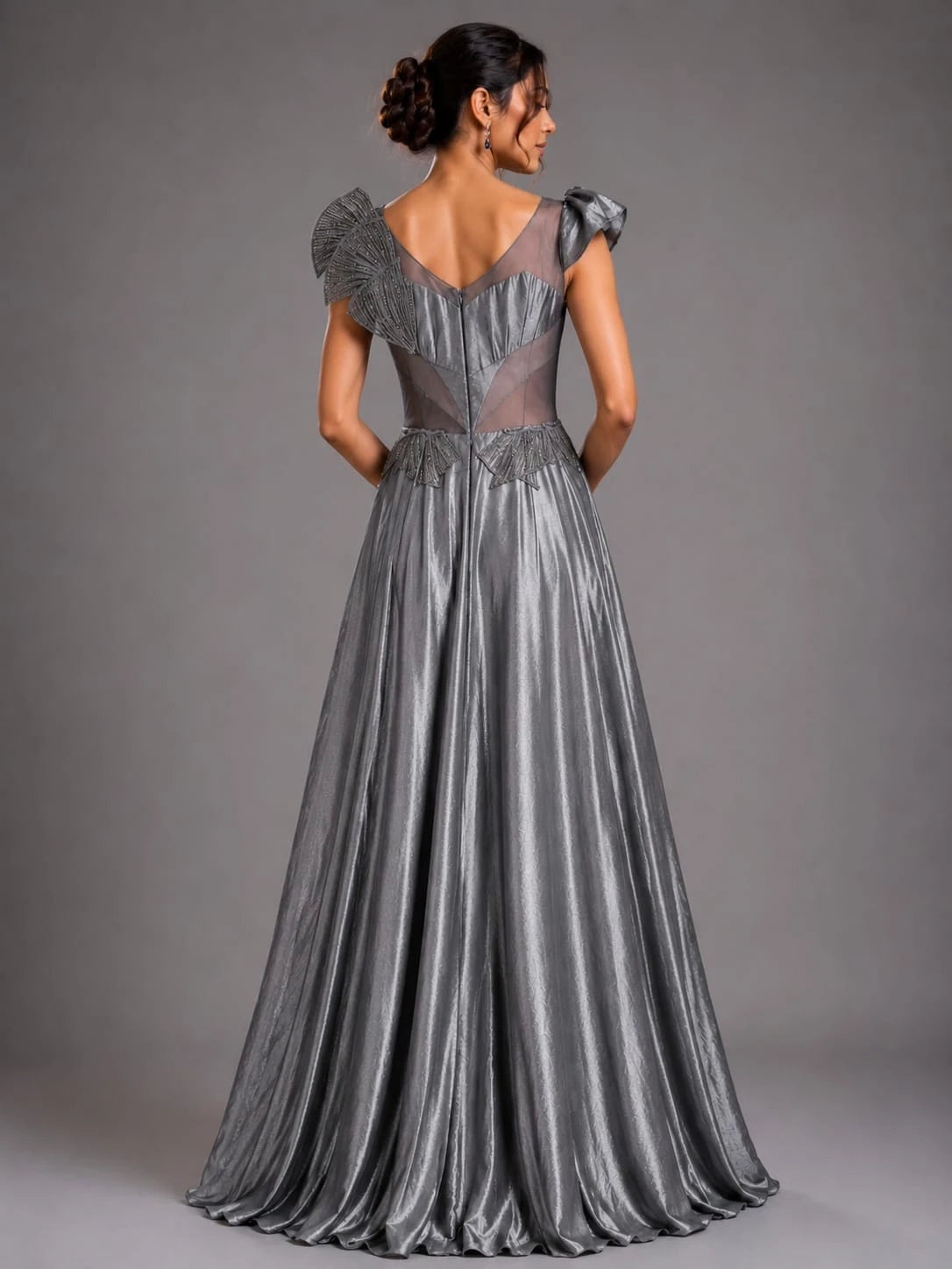 silver grey gown