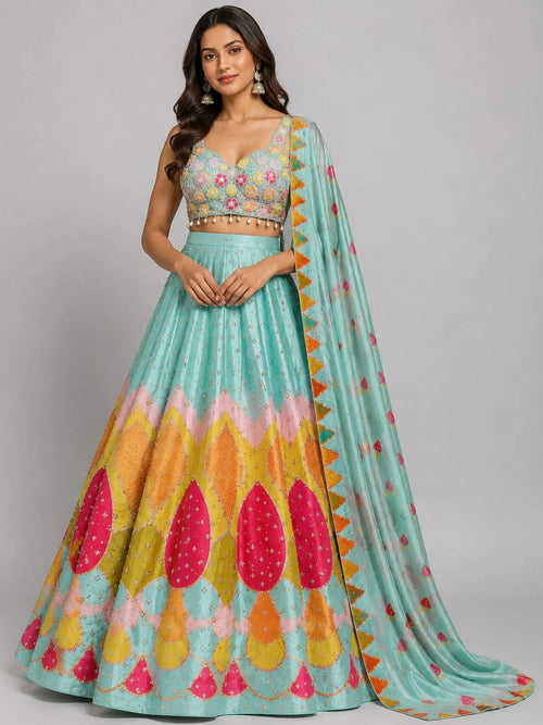 aqua blue lehenga
