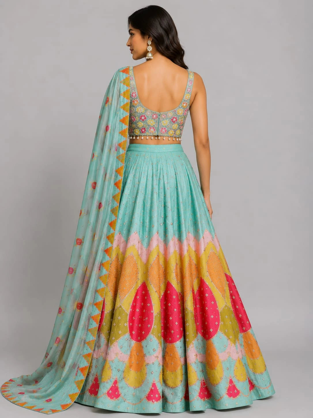 aqua blue lehenga