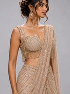 gold drape saree beads