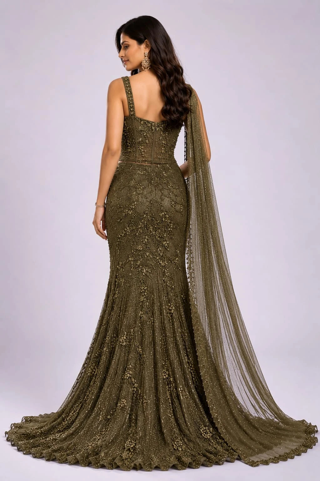 mehendi mermaid lehenga