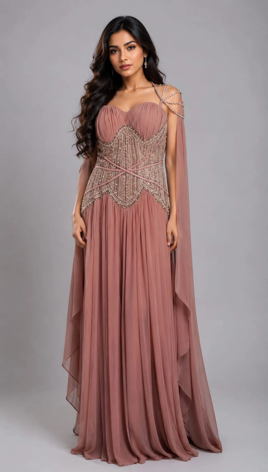 peach western dress